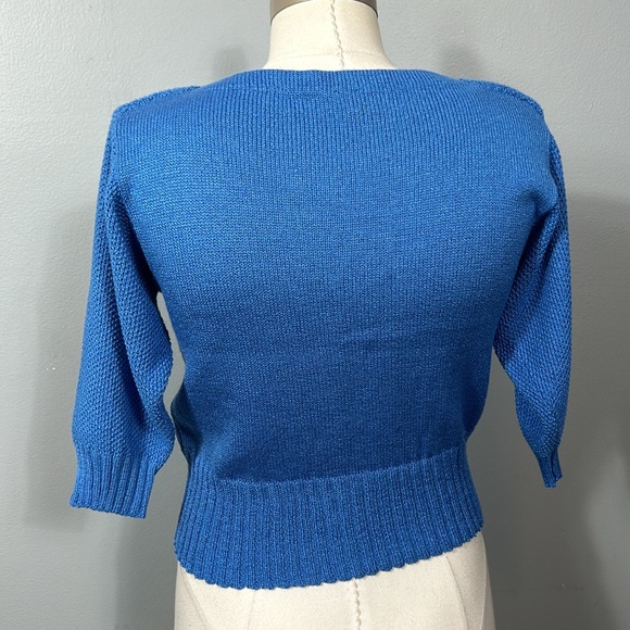 Vintage Ami Blue Boat Neck Mid-length sleeve knit top size small - Picture 10 of 12